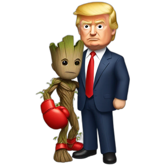 Trump boxing with groot emoji