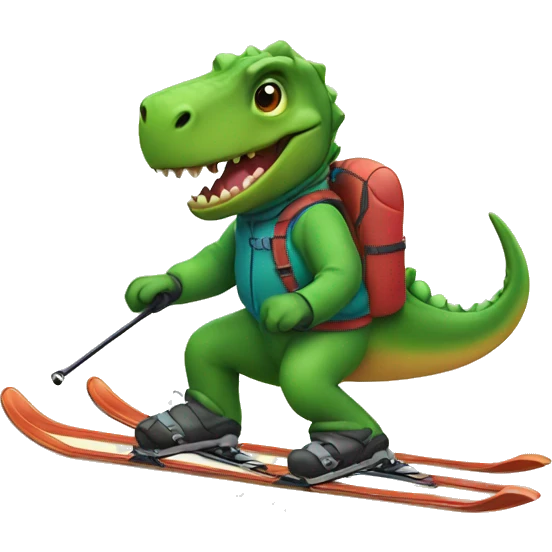 Dino skiing emoji
