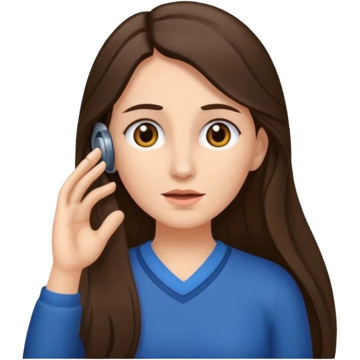 brunette woman long hair with hearing impairment emoji