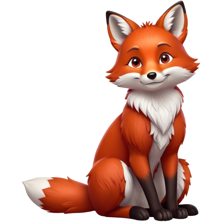 cinematic-noble [fox]-realistic-full-body-sitting-emoji,-tail-tucked-close,-head-tilted-dramatically,-fox-[red]-fur,-simplified-yet-realistic-focused-features,-highly-detailed,-glowing-with-an-almost-sarcastic-glow  expressive eyes emoji