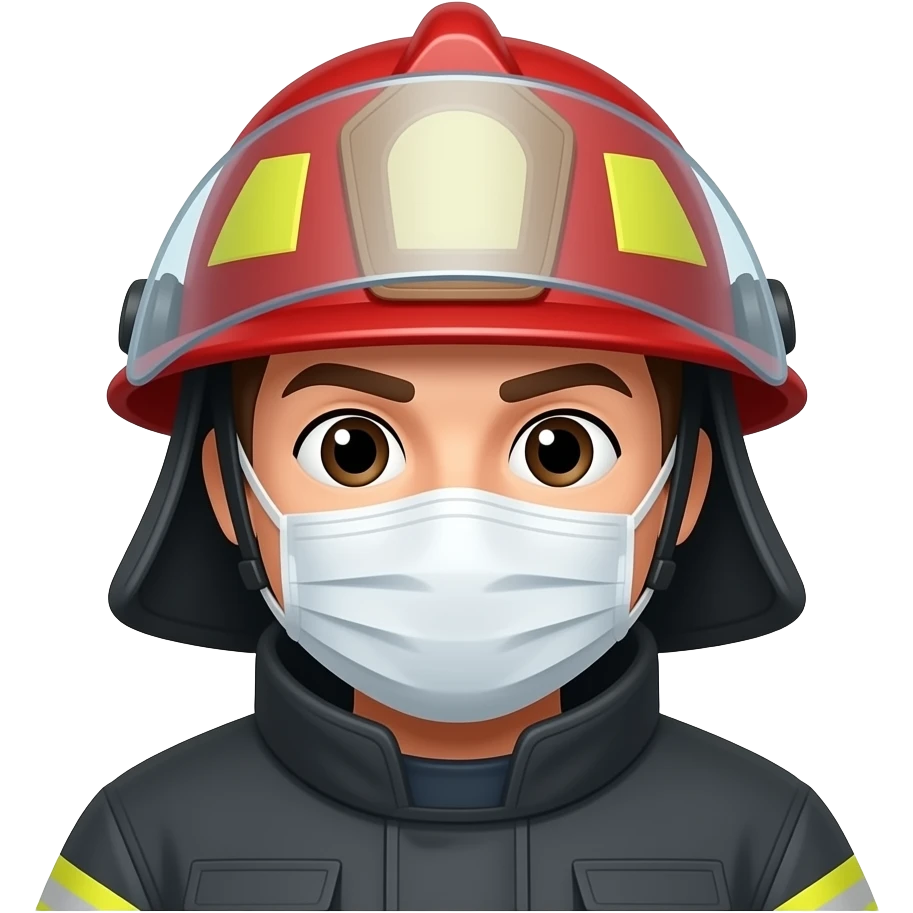 red Firefighter with mouth Mask emoji
