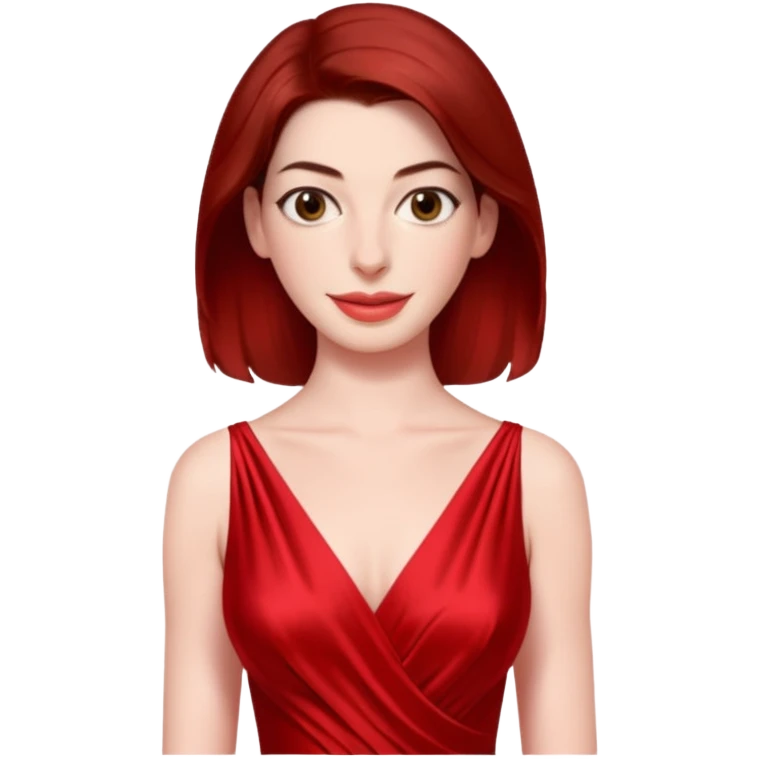 Anne Hathaway in red dress, hot emoji