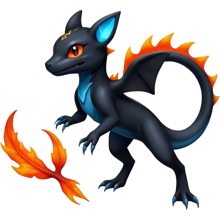 Shiny Salandit-Umbreon-Charmeleon-Fakémon-hybrid-creature (full body)  emoji