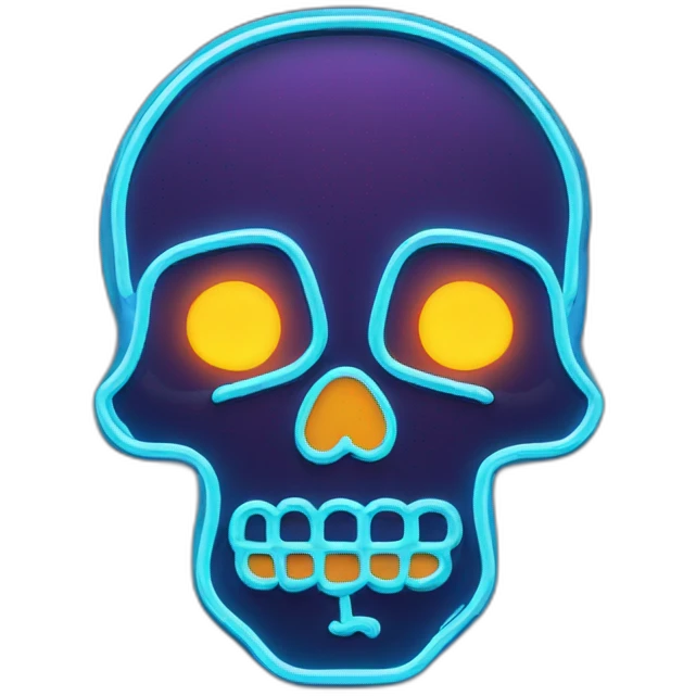 skull shape neon sign style emoji