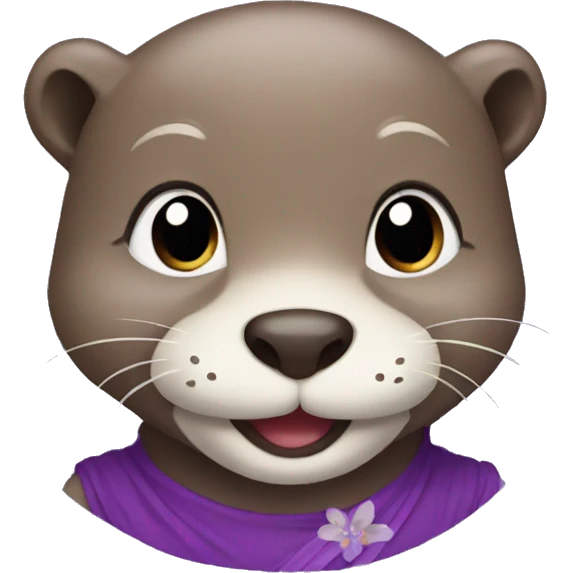 Smiling Otter with a purple dress emoji