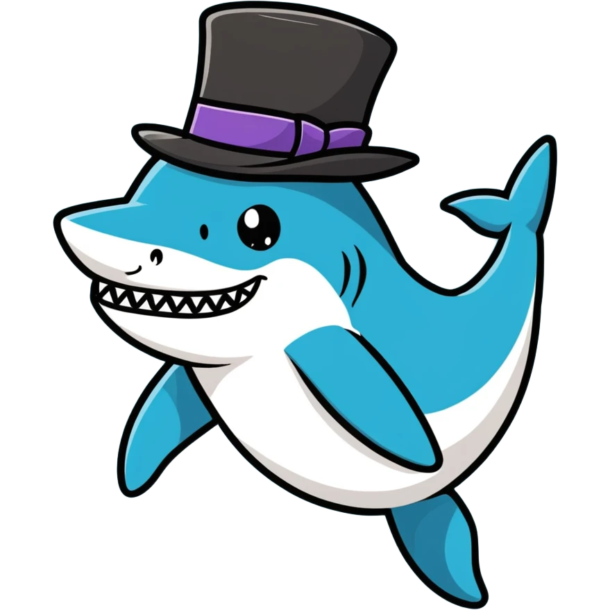 Shark with a top hat emoji