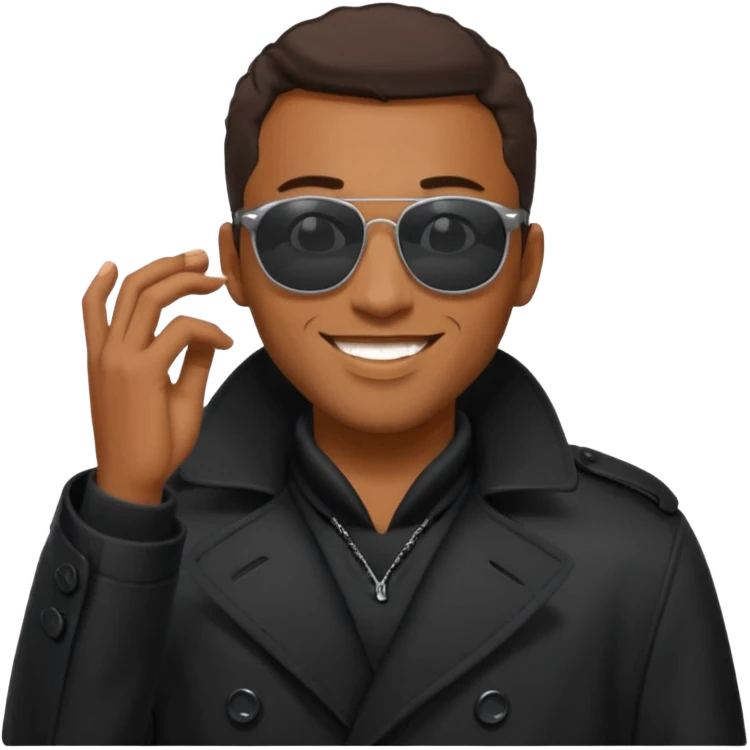 black man in black trenchcoat and sunglasses emoji