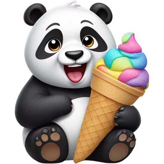 Panda eating ice cream emoji