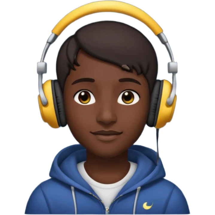 gecə ve kulaklık takmış bir ay emoji