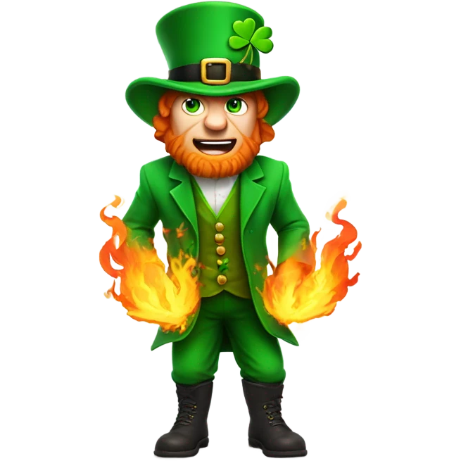 Leprechaun on fire emoji