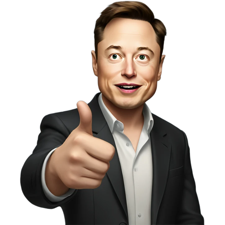 Elon musk pointing forward emoji