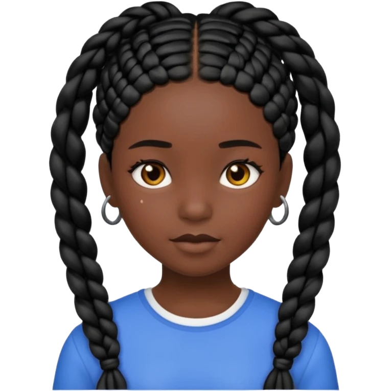 very black skin girl with black braids emoji