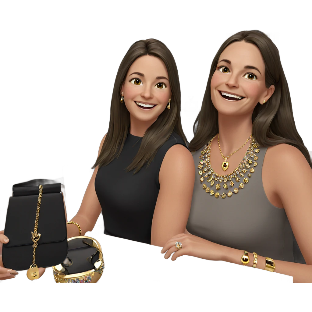 smiling girls with jewelry emoji