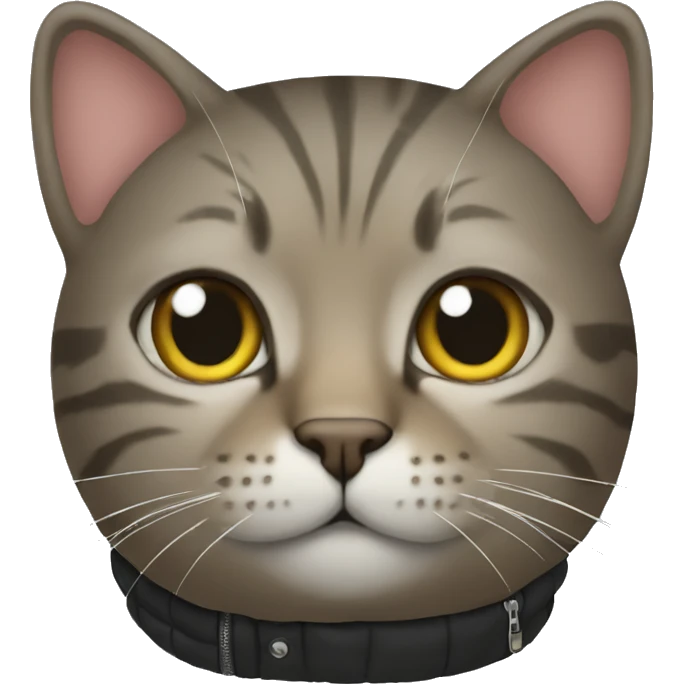 Cat wearing a puffer jacket like a thug emoji