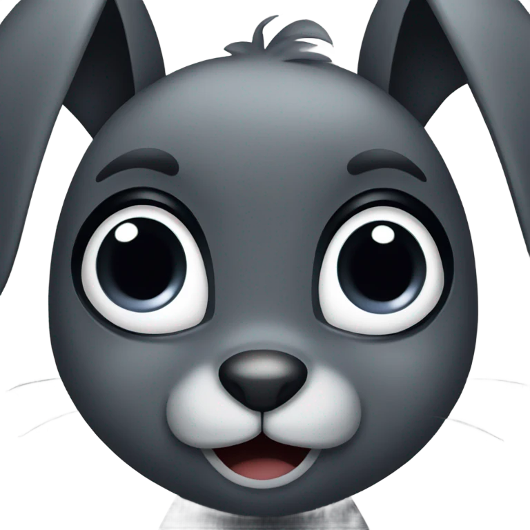 Dark grey bunny with big eyes  emoji