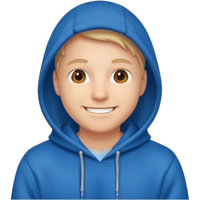 emoji of a person wearing a blue hoodie smiling emoji