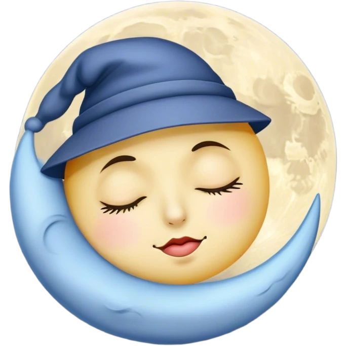 Sleepy moon wearing a hat emoji