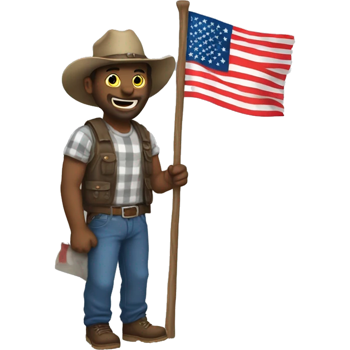 redneck holding an amarican flag emoji