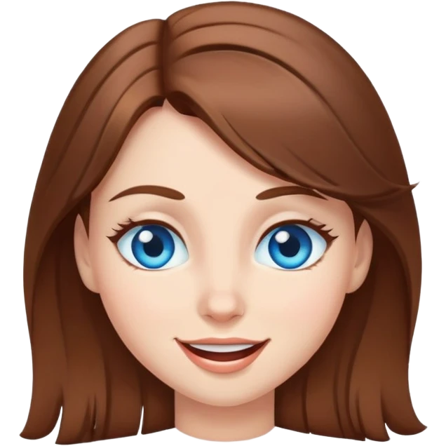 girl with brown hair and blue eyes, winking emoji