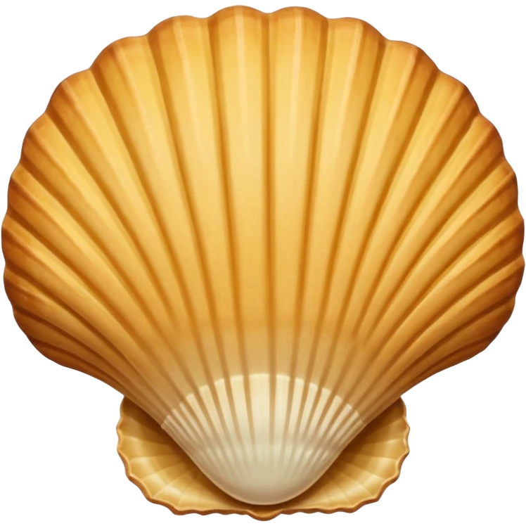 A madeleine pastry. Oval seashell shape with ONLY four to five vertical lines going in the same direction. Light golden brown. Scalloped edge. Cookie. Flat. Long. Oval shape. Lets scallops. Only four or five scalloped lines. Oblong shape. More length. emoji