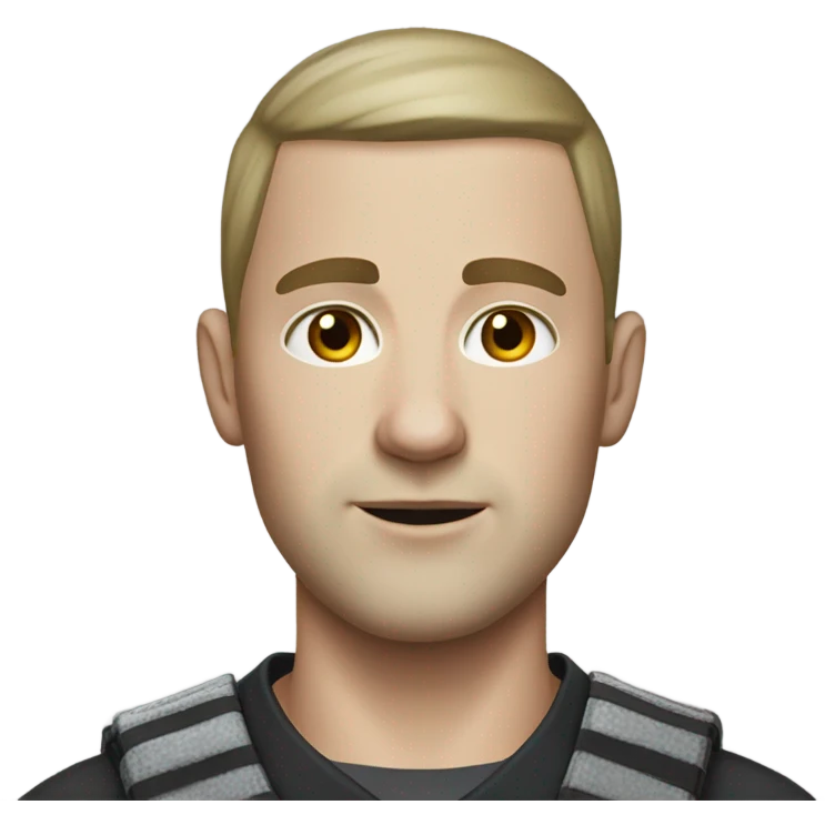an white skin prisoner in an dark gray uniform. very realistic and detailed emoji