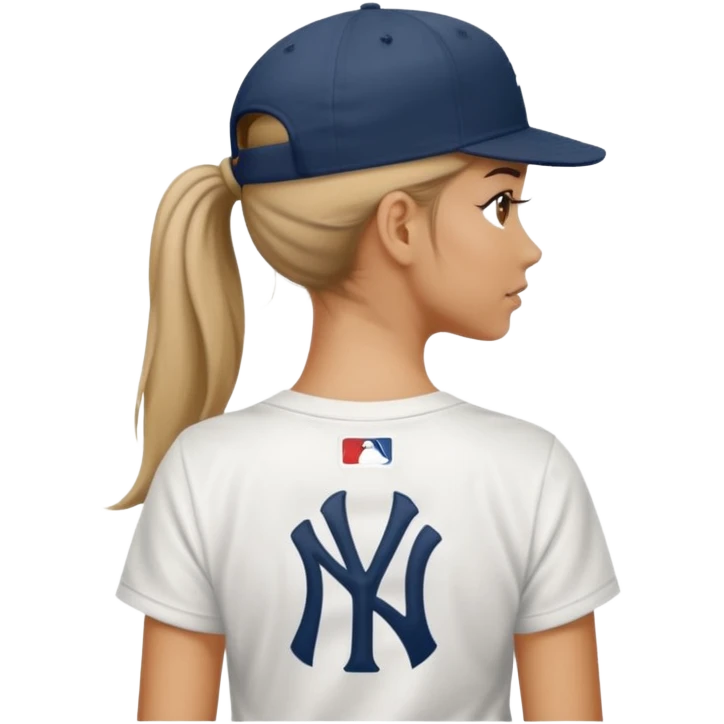 New york yankees hat tan skin girl hair back emoji