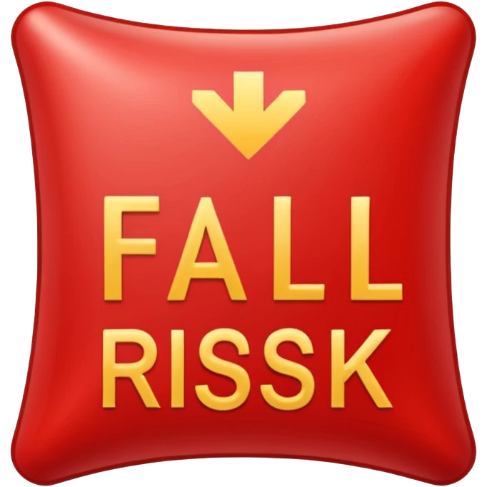 The Letters “fall risk” on a red square emoji