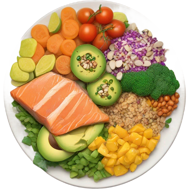 a large plate of healthy food emoji