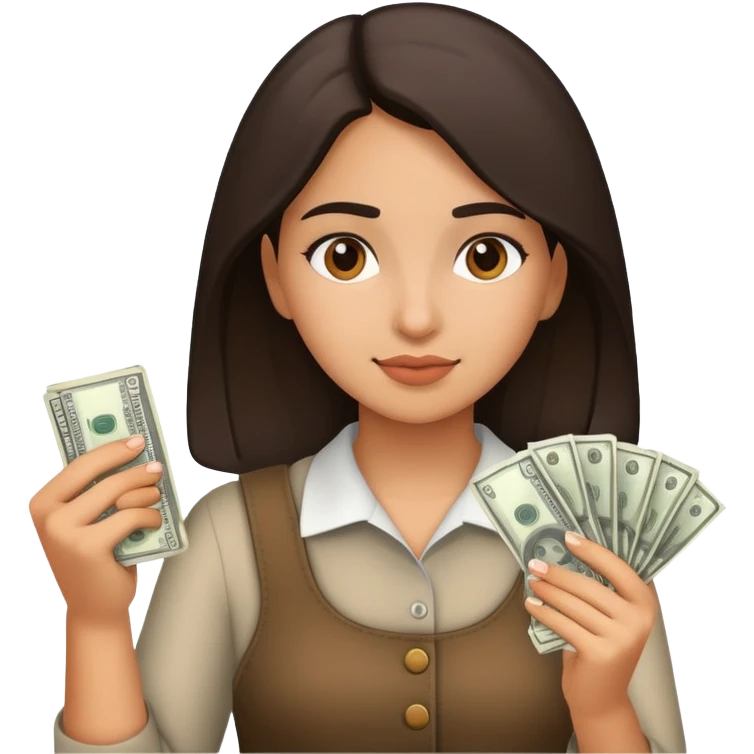 Hispanic girl paying money emoji
