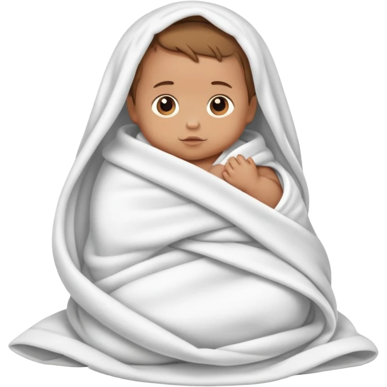 tanned baby swaddled in a white blanket emoji