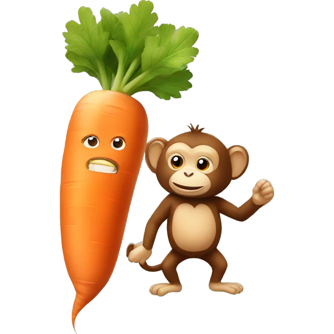 Carrot in love with a monkey emoji
