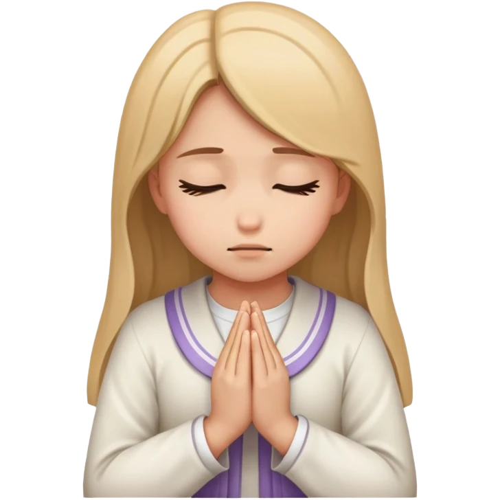 girl completely bowed praying emoji