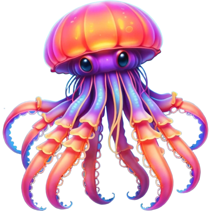 Neon glowing jellyfish-crab-squi emoji