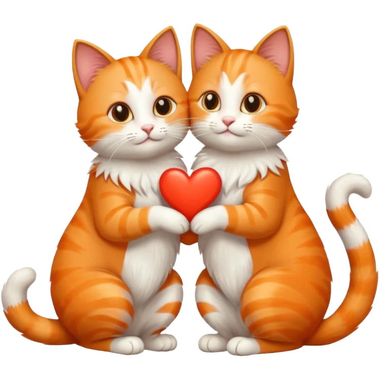 Two cats with their tails making a heart  emoji