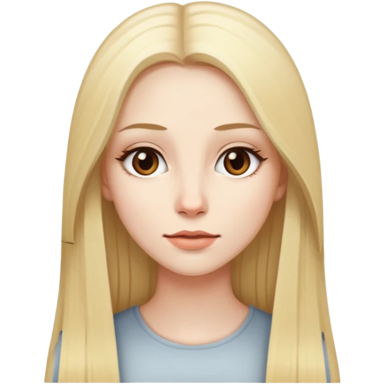 woman with pale skin, long straight blonde hair, brown eyes emoji
