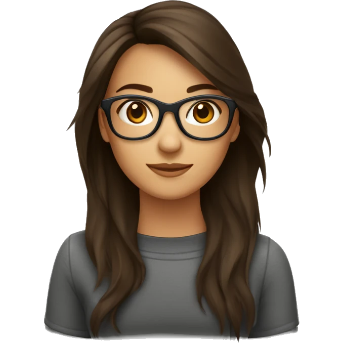 Fille brune au carré long avec des lunettes emoji