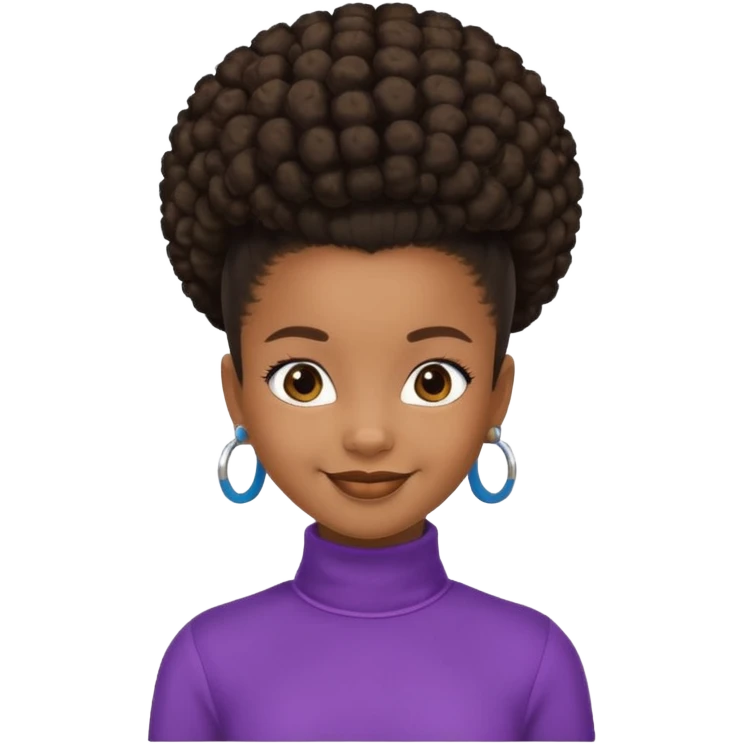 black girl with slick back afro puffkid emoji