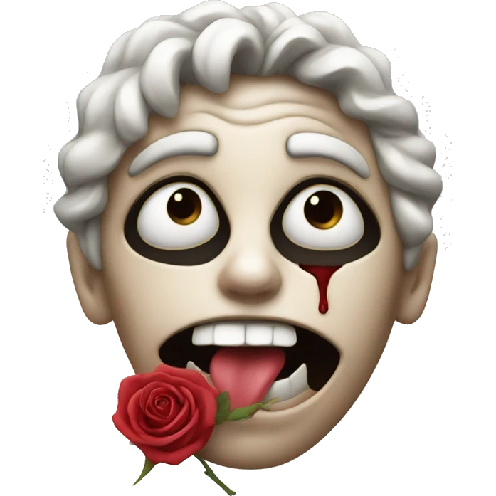 freaky face with rose in mouth emoji