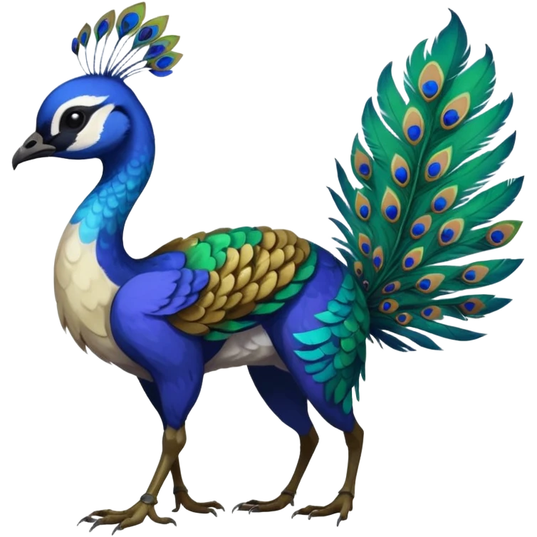  beautiful handsome gorgeous aesthetic colorful vibrant Vernid-Trico-species-Fakemon-creature by LiLaiRa, 4 legs, 1 tail, random markings, (full body) with a peacock-feather-tail emoji