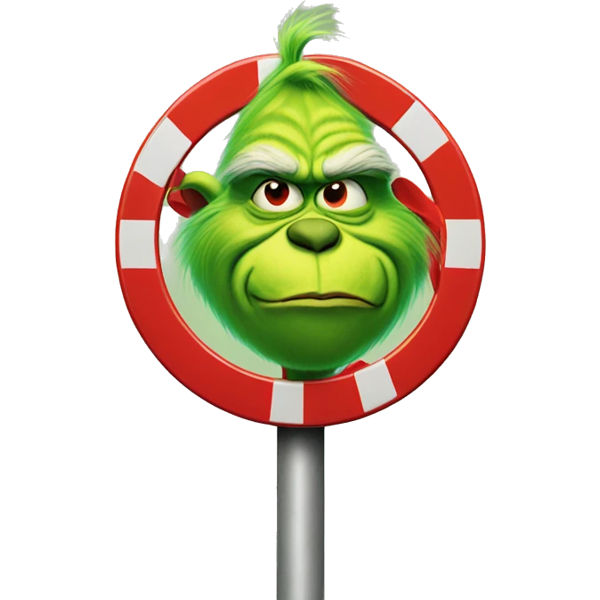 Grinch holding a stop sign emoji