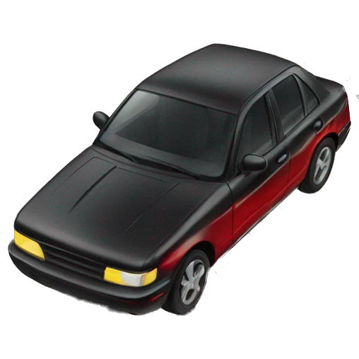 create car with black and red color in night with yellow and dark shades with fog emoji