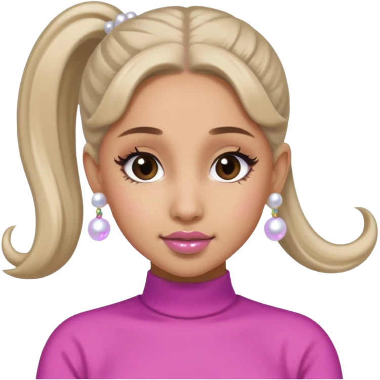 Ariana grande with a pony tail and pearl earrings  emoji