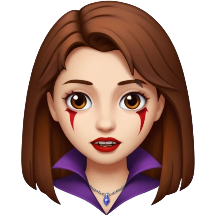 Bella from Twilight emoji, with a vampire bite mark on her neck, brown hair emoji