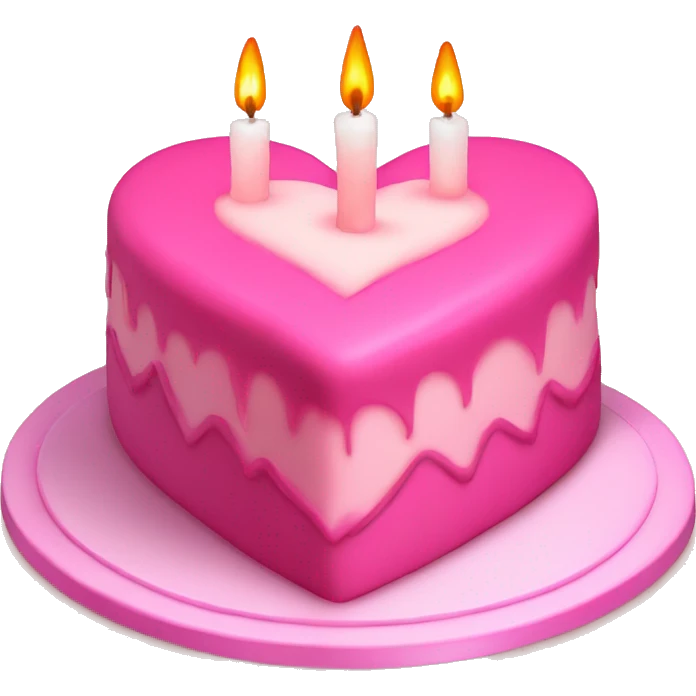 Pink heart-shaped cake with candles  emoji