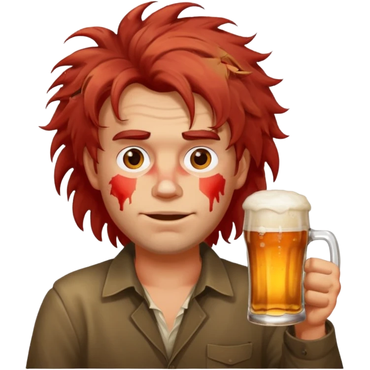 drunk man with a glass of beer emoji