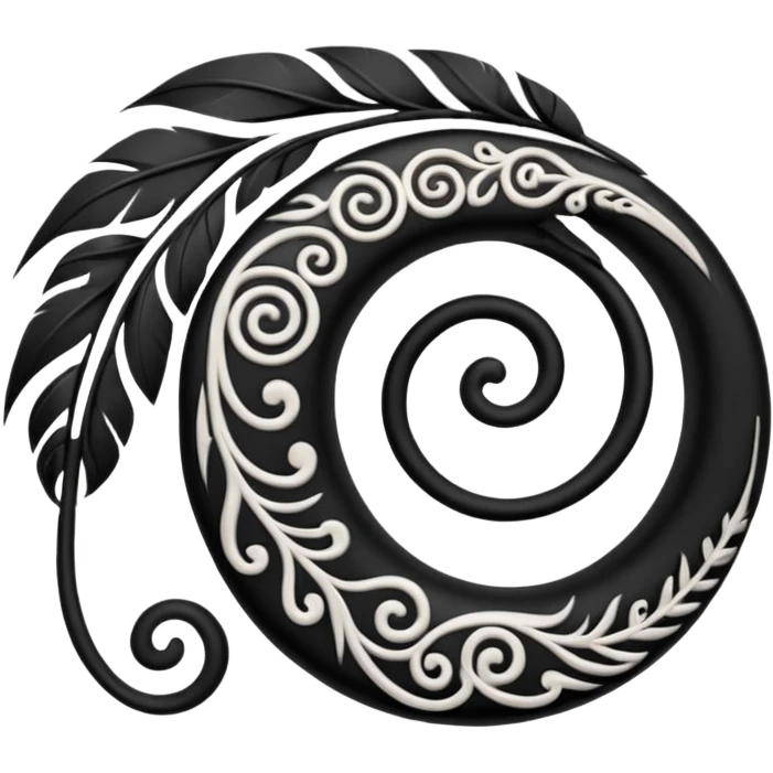 Feather Māori koru design at top emoji