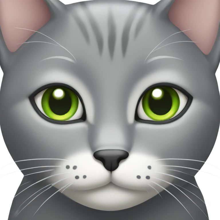 grey cat with white chin and green eyes emoji