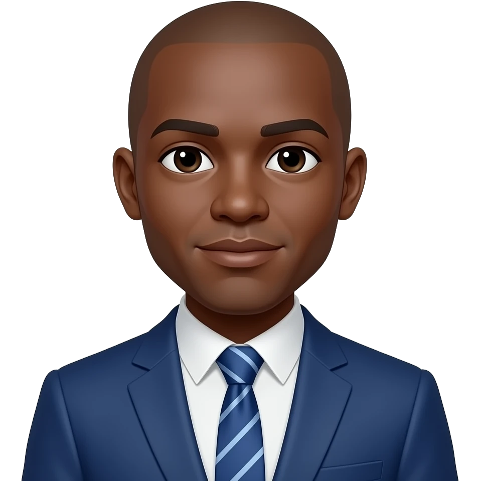 Make the men black  put a blue suit and make him bald with no beard emoji