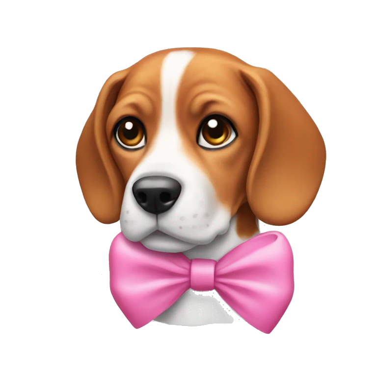Beagle with a pink bow on its head emoji