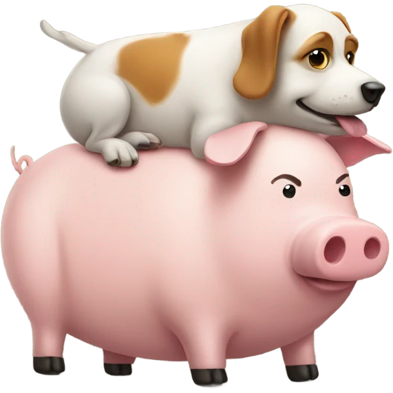 A dog riding a pig emoji
